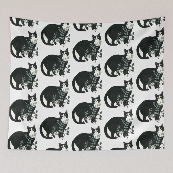 Item preview, Tuxedo Cat with house plants designed and sold by xiao xuans.