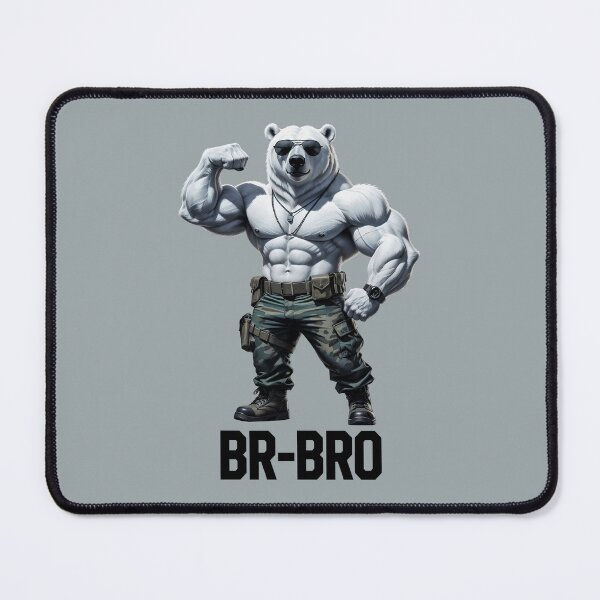 Item preview, BR-BRO Cool Muscular White Bear designed and sold by QuirkySpark.