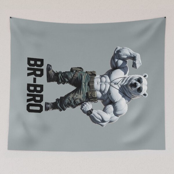 Item preview, BR-BRO Cool Muscular White Bear designed and sold by QuirkySpark.