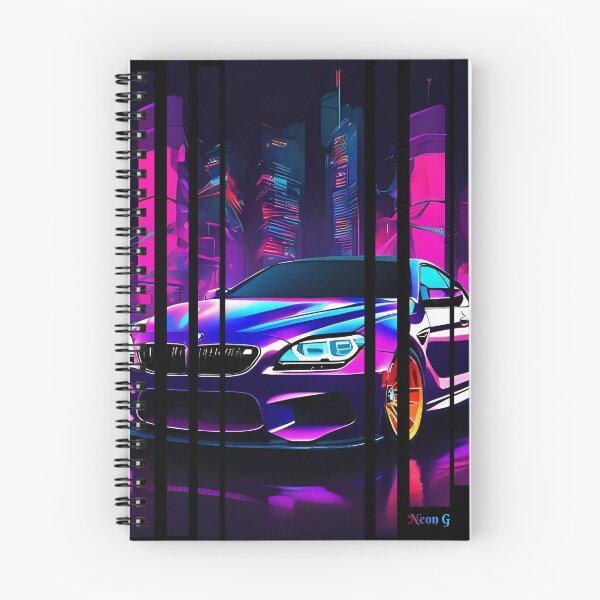 Item preview, BW M6 sideways cyberpunk neon city, high contrast colors, cinematic lighting, bold vector illustration 12 designed and sold by Neon G.