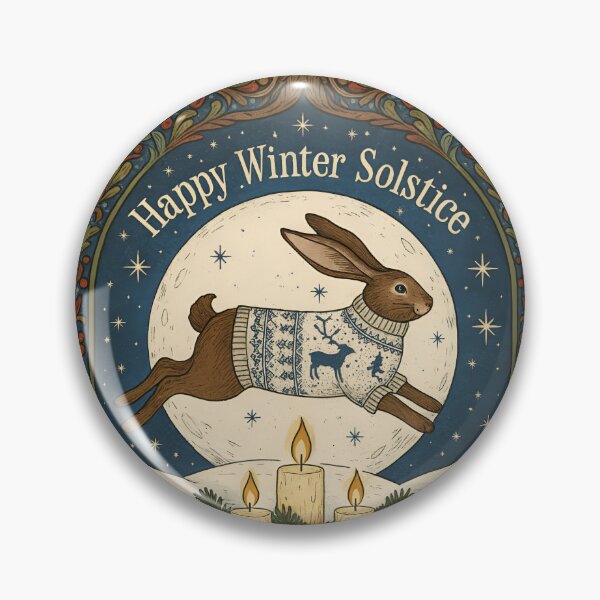 Item preview, Liebre del feliz solsticio de invierno · Conejo de arte popular de Yule · Ilustración pagana de temporada designed and sold by ArizonaWitches.