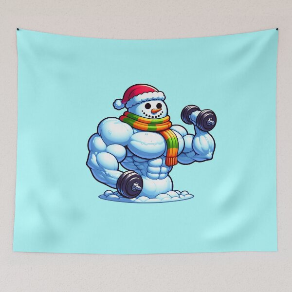 Item preview, Buff Snowman Lifting Dumbbells - Funny Gym Christma designed and sold by GREENZ0NE.