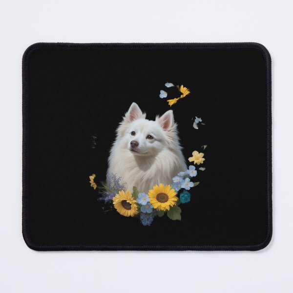 Item preview, Sunflower Hippie Floral American Eskimo Dog  designed and sold by PowAcademy.
