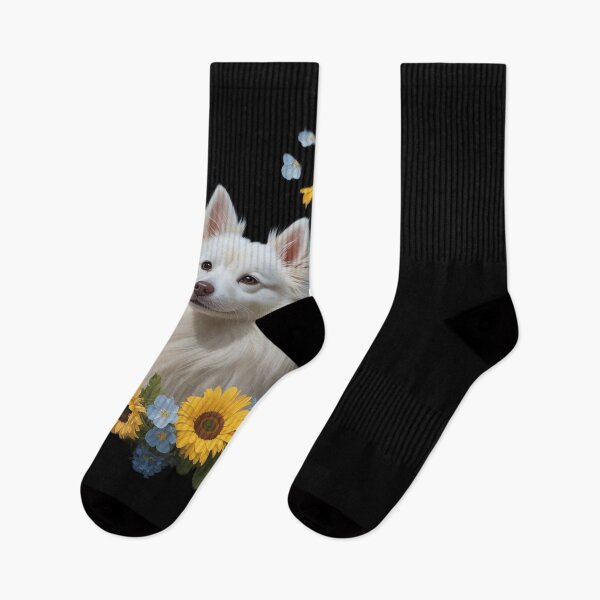 Item preview, Sunflower Hippie Floral American Eskimo Dog  designed and sold by PowAcademy.