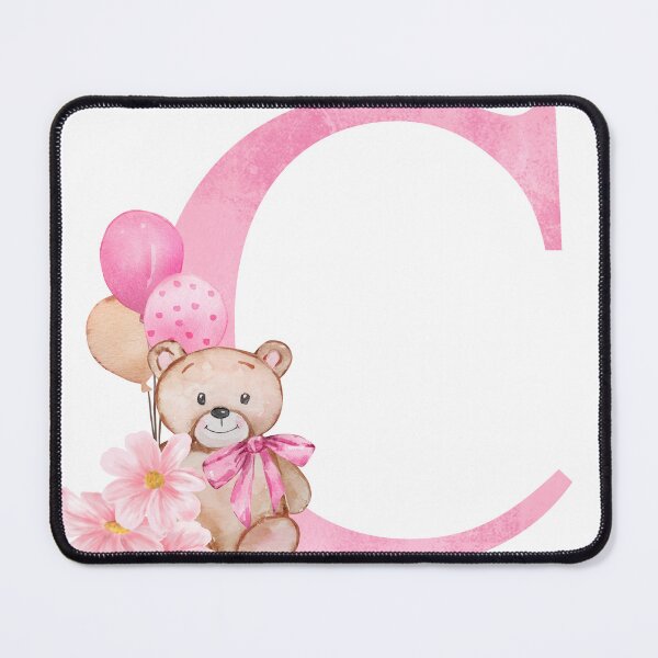 Item preview, pink c letter bear design-cute inital gift designed and sold by NUREYY STUDİO.