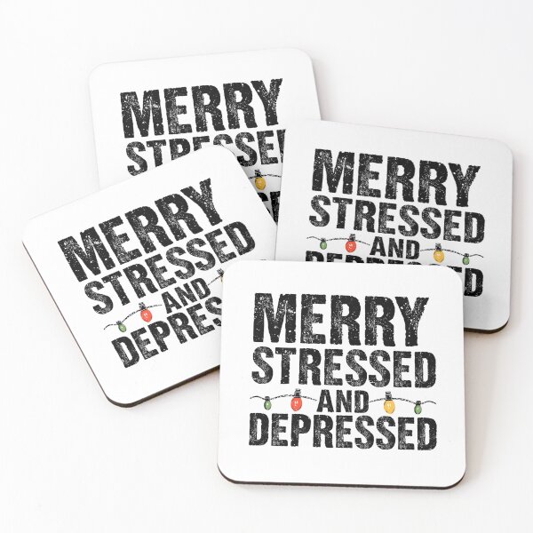 Item preview, Dark Funny Christmas Quote – Merry Stressed and Depressed designed and sold by MiszungART.