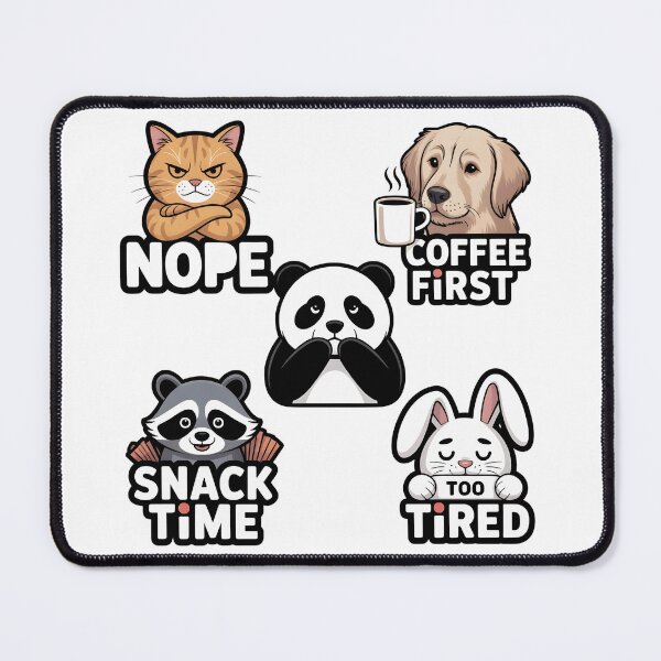 Item preview, Funny Animal Mood Stickers – Cat, Dog, Panda, Raccoon & Bunny Pack designed and sold by SoftyDesigns.