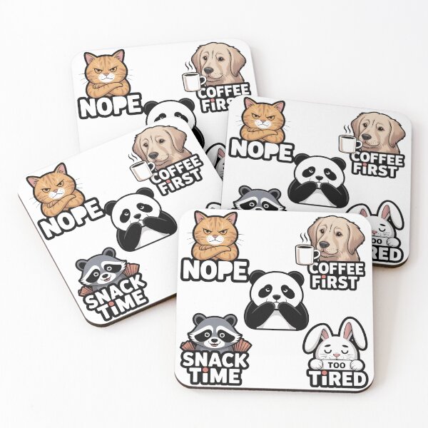 Item preview, Funny Animal Mood Stickers – Cat, Dog, Panda, Raccoon & Bunny Pack designed and sold by SoftyDesigns.