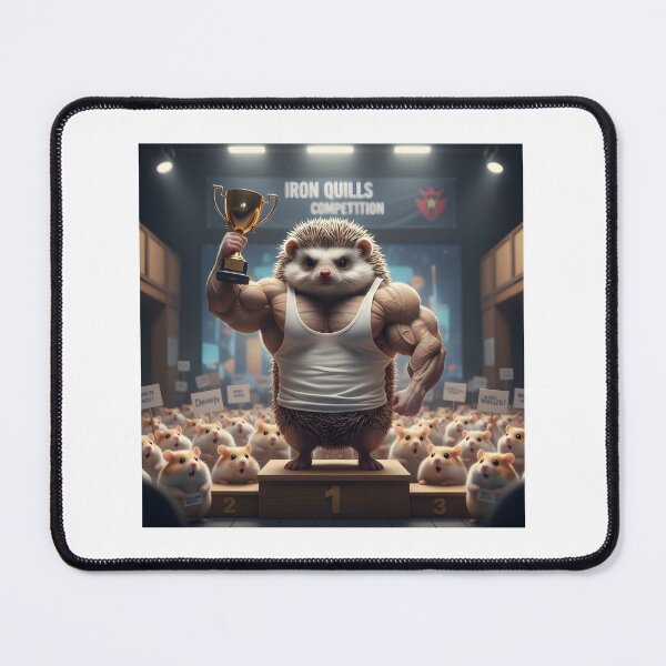 Item preview, Muscle Hedgehog Champion with Trophy | Funny Bodybuilder Animal Art | Iron Quills Competition designed and sold by ReykorShop.