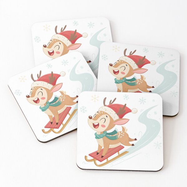 Item preview, oyful Christmas Reindeer on Sled – Cute Holiday Art by Vivo Studio designed and sold by VivoStudio.