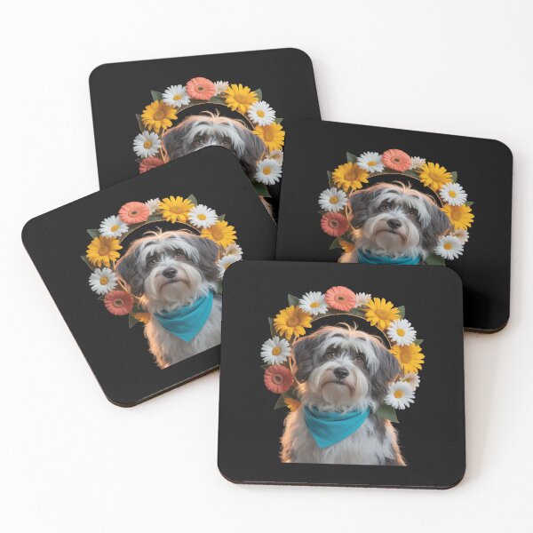 Item preview, Sunflower Hippie Floral Havanese Dog  designed and sold by PowAcademy.