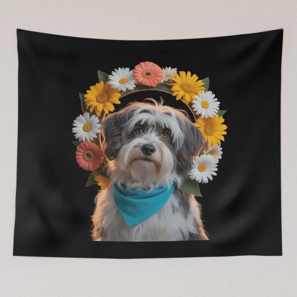 Item preview, Sunflower Hippie Floral Havanese Dog  designed and sold by PowAcademy.