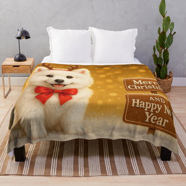 Item preview, Samoyed Deluxe Christmas Happy New Year Art designed and sold by GivingJoy.