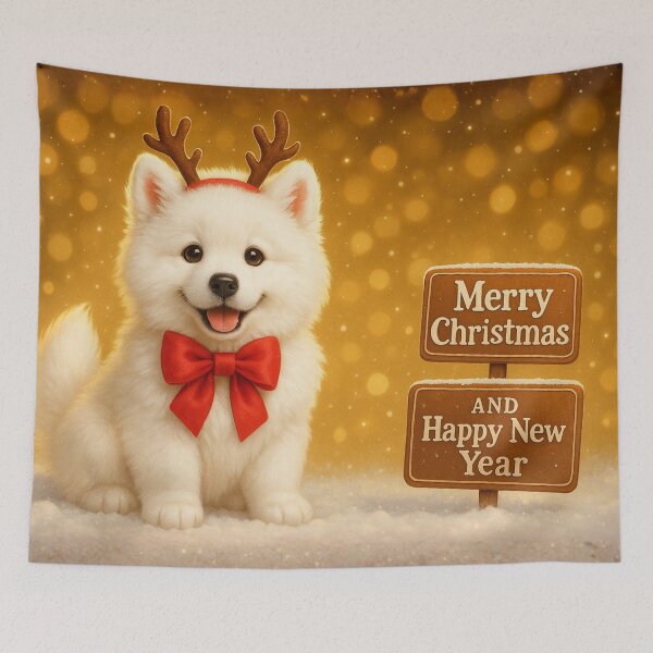 Item preview, Samoyed Deluxe Christmas Happy New Year Art designed and sold by GivingJoy.