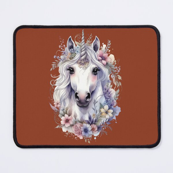 Item preview, Watercolor Unicorn Head Floral Fantasy Art Graphic Tee designed and sold by InkWeaveShop.