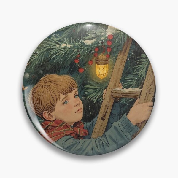 Item preview, The Boy Who Helped the Fairies Decorate Christmas – Vintage Magical Holiday Illustration designed and sold by Deezyned.