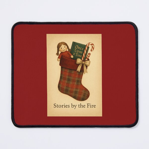 Item preview, Stories by the Fire – Cozy Storybook Christmas Stocking Illustration designed and sold by Novel Works Studio.