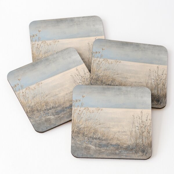 Item preview, Winter Beach Grass Seascape Print, Coastal Landscape Painting designed and sold by SavageVision.