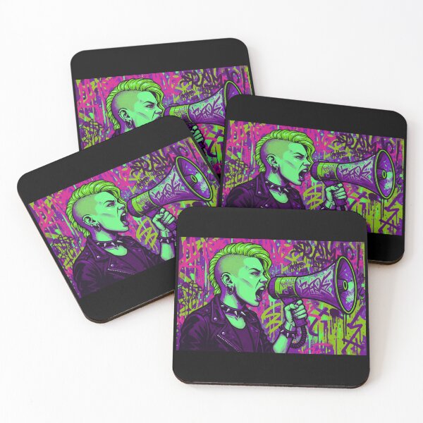 Item preview, Radical Voice Punk Activism - Neon Green and Purple Side Shave Street Art designed and sold by AldenTees.