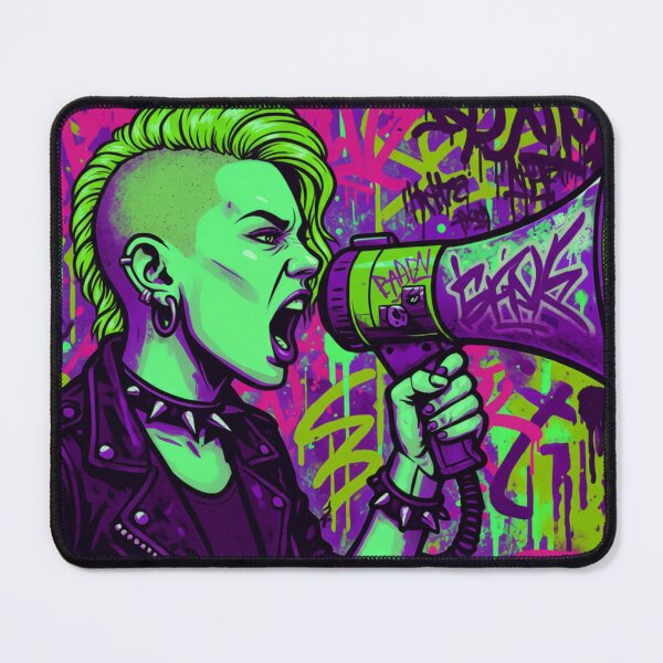 Item preview, Radical Voice Punk Activism - Neon Green and Purple Side Shave Street Art designed and sold by AldenTees.