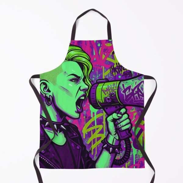 Item preview, Radical Voice Punk Activism - Neon Green and Purple Side Shave Street Art designed and sold by AldenTees.