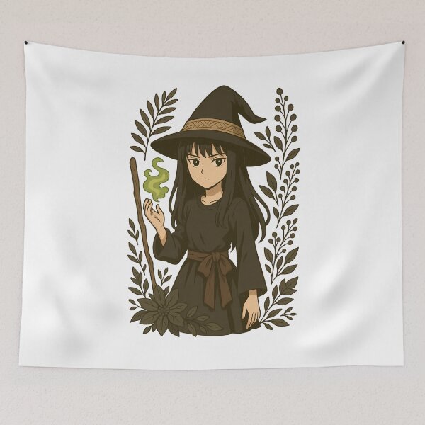 Item preview, Anime Dark Slavic Witch - Dark Botanical Fantasy Illustration designed and sold by Myth-LegendArt.