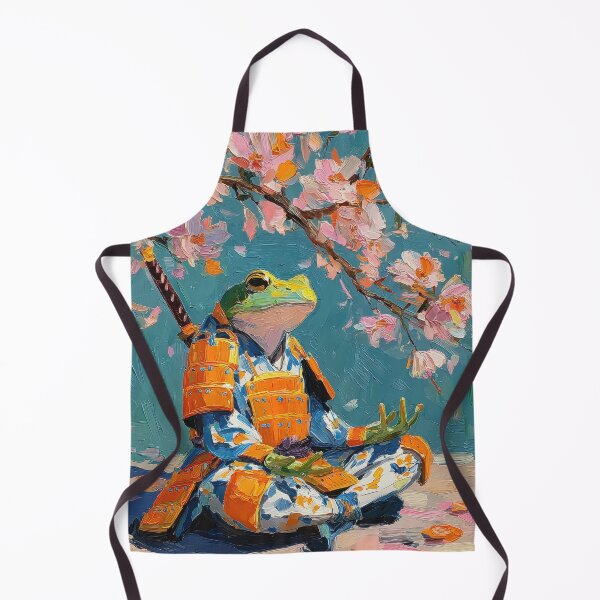 Item preview, Meditating frog with sword and cherry blossoms designed and sold by ArtHouseNiklas.