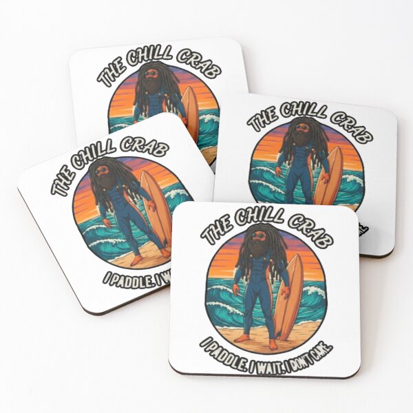 Item preview, The Rasta Crab Surfer T-Shirt: I PADDLE. I WAIT. I DON’T CARE. - Funny Surfing Mascot Tee - Vintage European Vibe designed and sold by MarsupilamiFans.