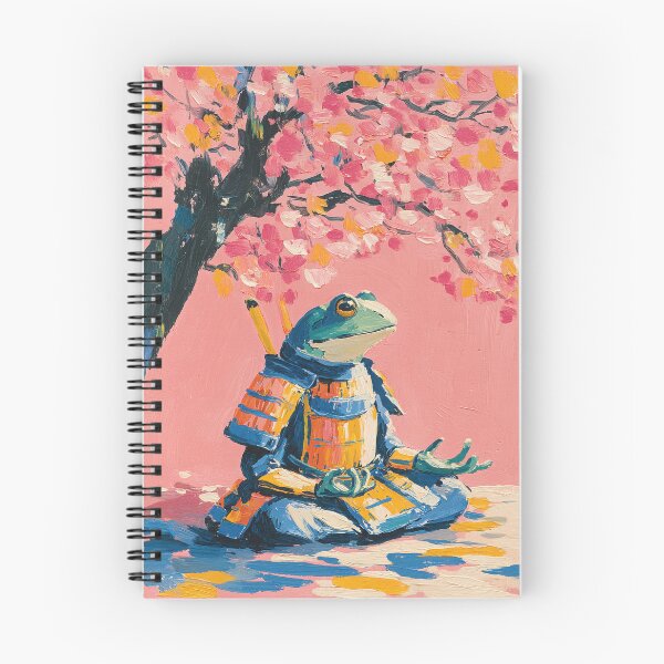 Item preview, Meditating frog under pink tree designed and sold by ArtHouseNiklas.