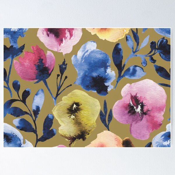 Item preview, Hand-Painted Watercolor Floral Pattern | Golden Tones - Impressionist Influence designed and sold by CARRAANN.