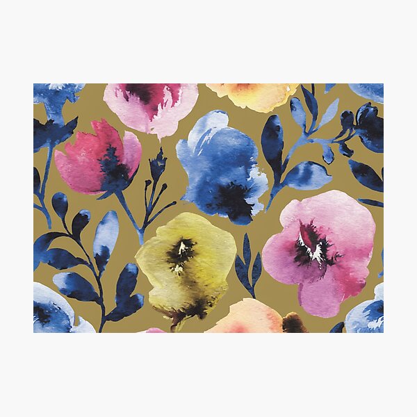 Item preview, Hand-Painted Watercolor Floral Pattern | Golden Tones - Impressionist Influence designed and sold by CARRAANN.