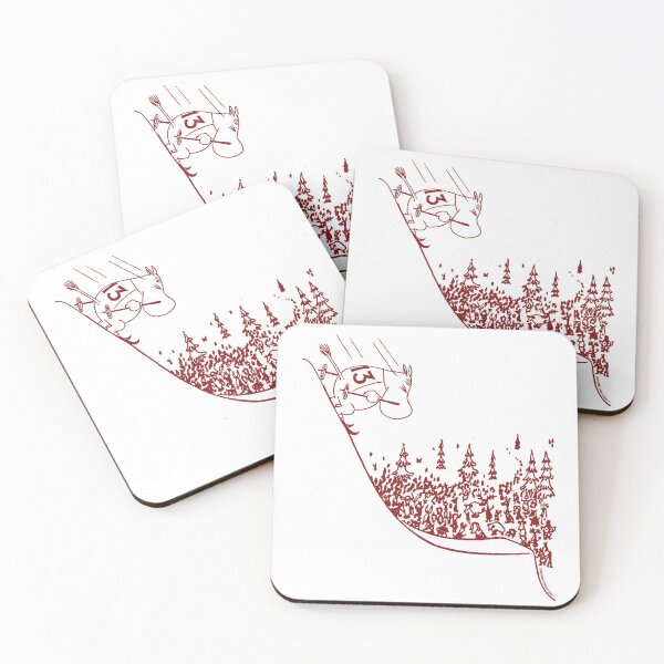 Item preview, Red Moomintroll Skiing Down Slope Winter Sports Games designed and sold by MoominStore.