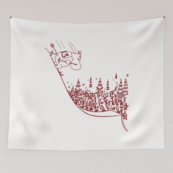 Item preview, Red Moomintroll Skiing Down Slope Winter Sports Games designed and sold by MoominStore.