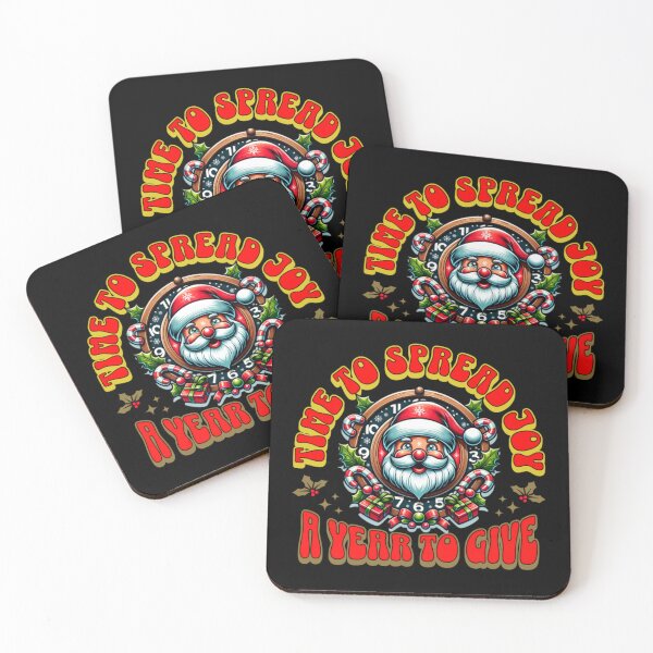 Item preview, Retro Santa Christmas Artwork – “Time to Spread Joy, A Year to Give” Vintage Holiday Design with Gifts & Candy Canes designed and sold by Doctorslife.