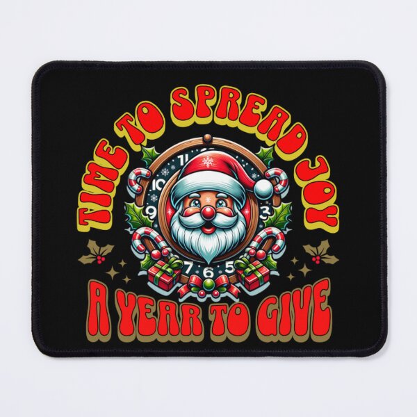 Item preview, Retro Santa Christmas Artwork – “Time to Spread Joy, A Year to Give” Vintage Holiday Design with Gifts & Candy Canes designed and sold by Doctorslife.