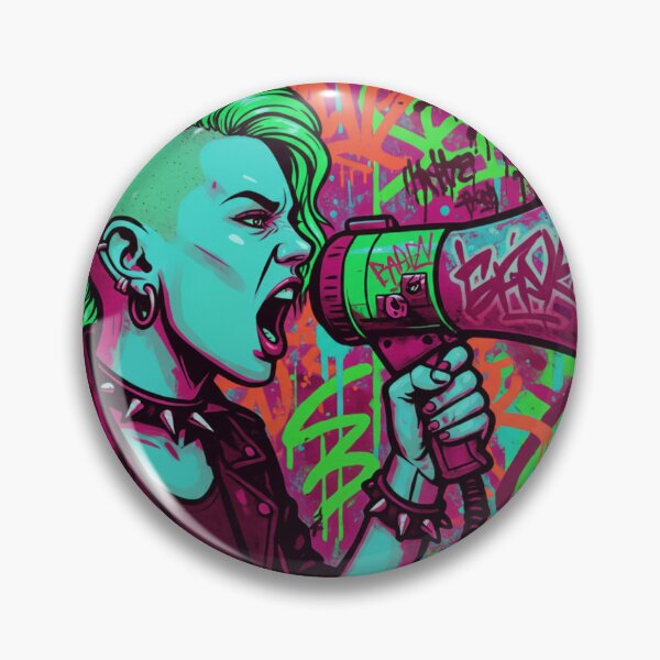 Item preview, Radical Voice Punk Activism - Neon Blue and Yellow Side Shave Street Art designed and sold by AldenTees.