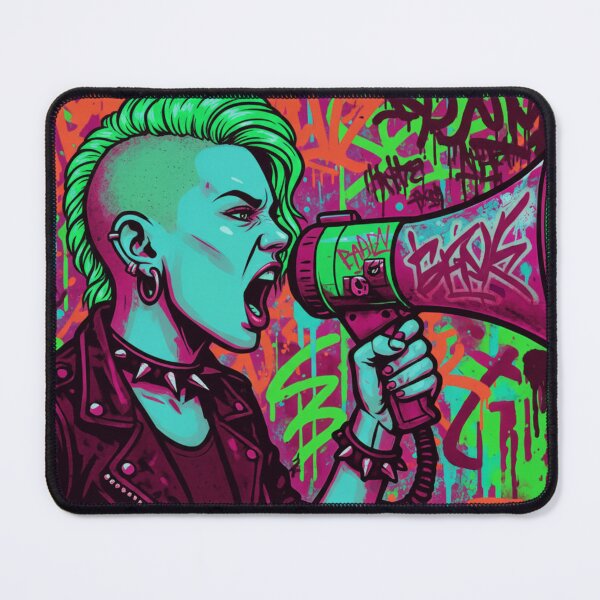 Item preview, Radical Voice Punk Activism - Neon Blue and Yellow Side Shave Street Art designed and sold by AldenTees.