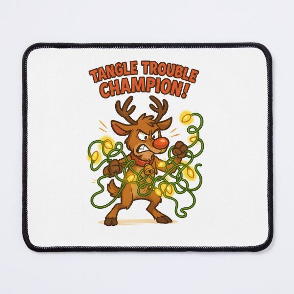 Item preview, Tangle Trouble Champion – Funny Christmas Reindeer Illustration designed and sold by Sitred123.