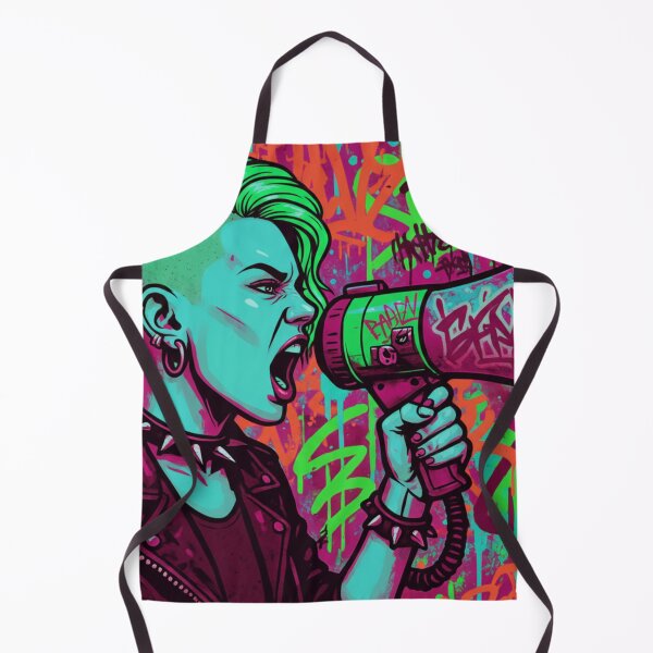 Item preview, Radical Voice Punk Activism - Neon Blue and Yellow Side Shave Street Art designed and sold by AldenTees.