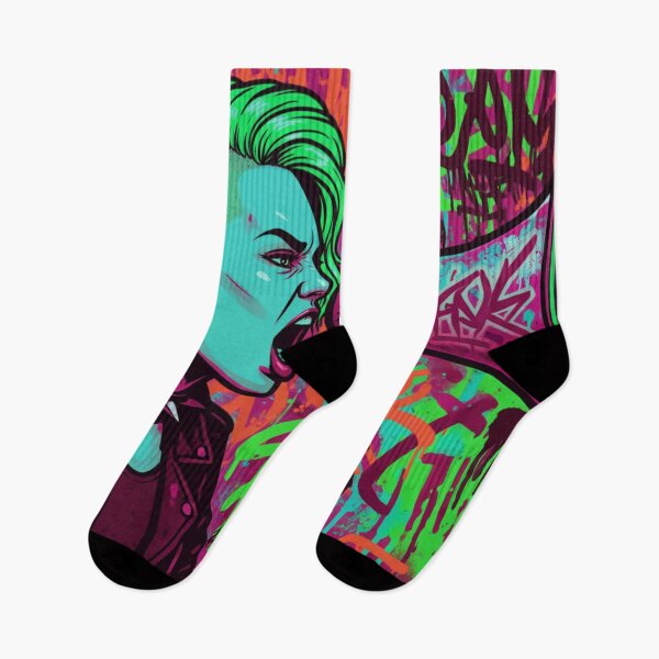 Item preview, Radical Voice Punk Activism - Neon Blue and Yellow Side Shave Street Art designed and sold by AldenTees.