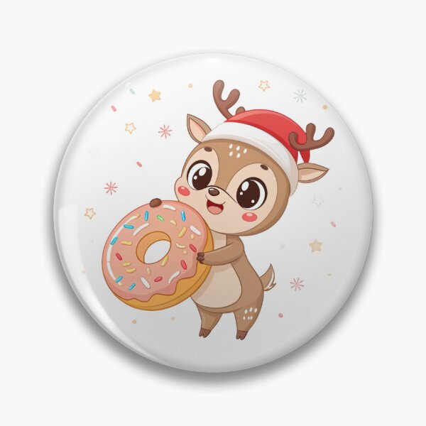 Item preview, Sweet Reindeer with Donut – Kawaii Christmas Art by Vivo Studio designed and sold by VivoStudio.