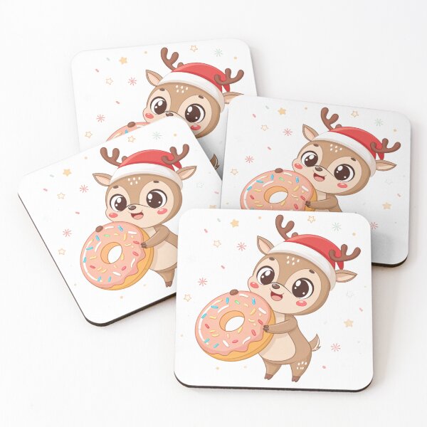 Item preview, Sweet Reindeer with Donut – Kawaii Christmas Art by Vivo Studio designed and sold by VivoStudio.