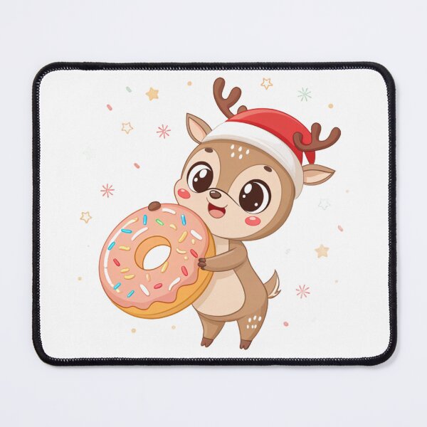 Item preview, Sweet Reindeer with Donut – Kawaii Christmas Art by Vivo Studio designed and sold by VivoStudio.