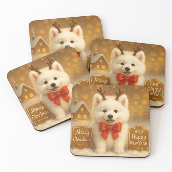 Item preview, Samoyed Christmas Cabin Gingerbread Puppy Art designed and sold by GivingJoy.