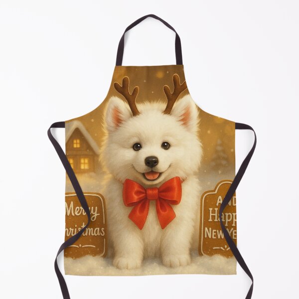 Item preview, Samoyed Christmas Cabin Gingerbread Puppy Art designed and sold by GivingJoy.
