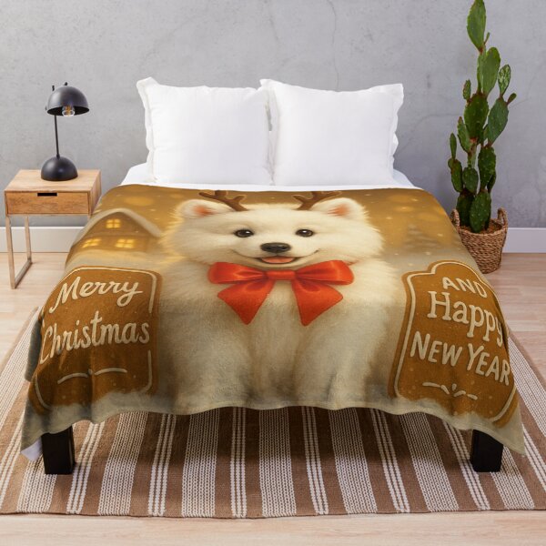 Item preview, Samoyed Christmas Cabin Gingerbread Puppy Art designed and sold by GivingJoy.