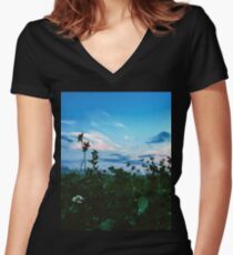 Mysterious nights on the fields Women's Fitted V-Neck T-Shirt