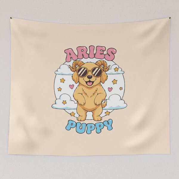 Item preview, Aries Puppy Zodiac Cute Golden Retriever Dog Design – Horoscope Art designed and sold by The Real Life Symphony.