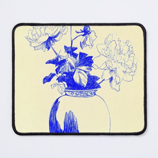 Item preview, Intricate Blue Floral Vase Sketch designed and sold by lautir.
