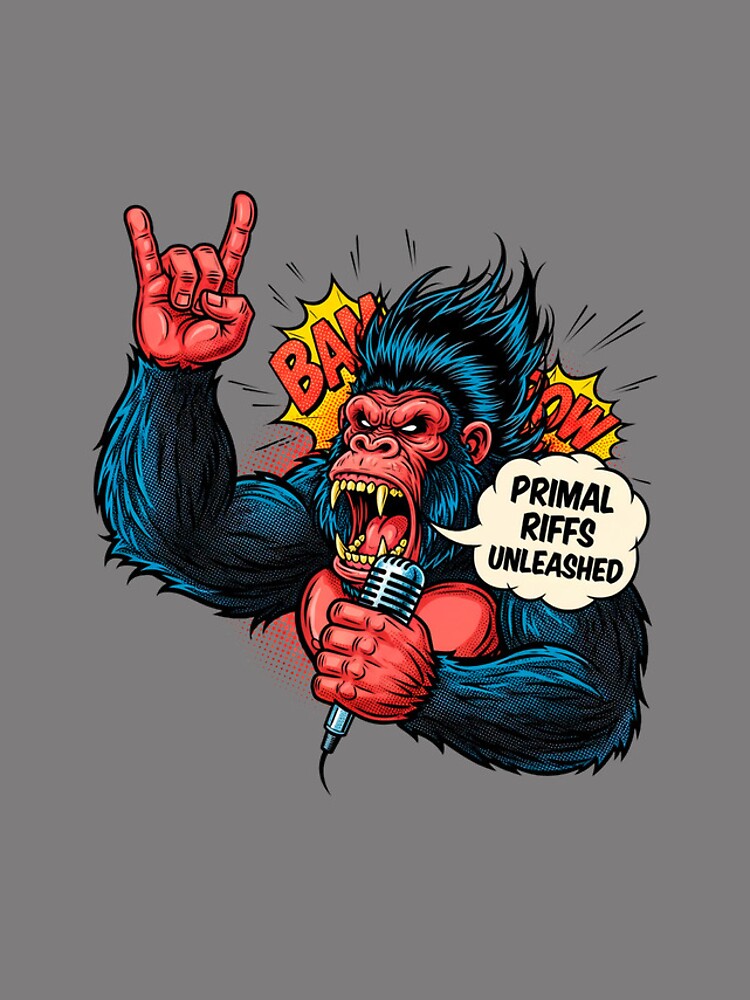 Thumbnail 4 of 4, iPhone Case, Comic Book Rocker Gorilla Primal Riffs designed and sold by SholoStudio.